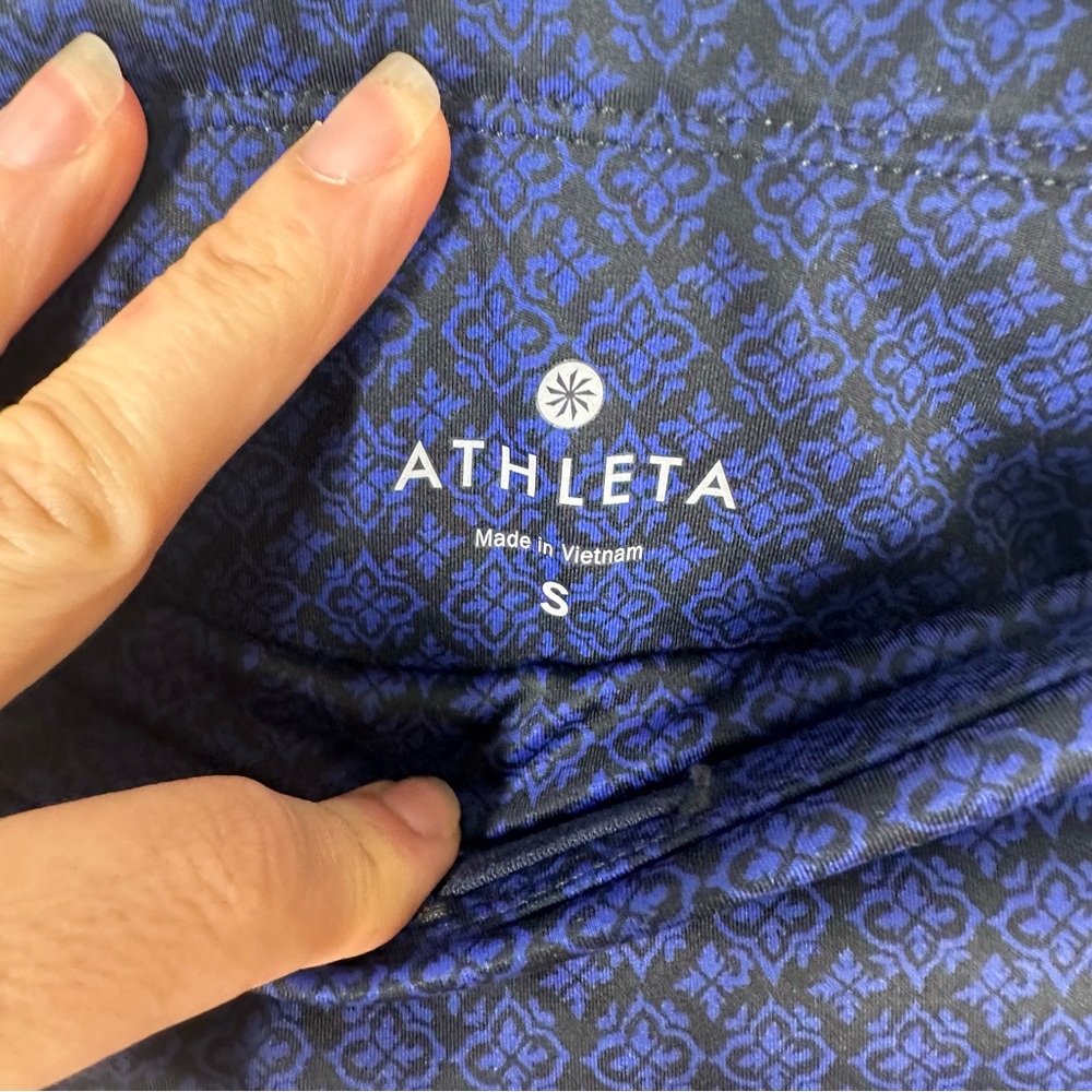Athleta Lotus Precision Athletic Leggings Blue Color Block Size Small - Picture 4 of 9